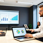 **

A modern, bright office space in Berlin. A lawyer, dressed in business casual attire, confidently participates in a meeting with a diverse team of tech professionals. Laptops display lines of code and data visualizations. The overall tone is collaborative and innovative, showcasing a lawyer's transition to the IT sector, emphasizing analytical and problem-solving skills. Focus on German cultural elements in the office environment.

**