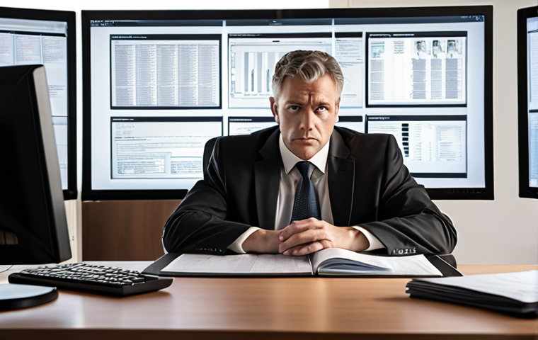 **
A lawyer in a modern office, surrounded by glowing computer screens displaying legal databases and case files. He is thoughtfully listening to a client across the desk, with a comforting expression. In the background, faint outlines of legal documents and scales of justice. The overall tone is professional yet empathetic, showcasing the balance between legal expertise and client care.
**