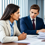 Consulting with a Lawyer**

A professional lawyer in a modern office, advising a client (gender neutral) at a desk covered in legal documents, fully clothed, appropriate attire, safe for work, perfect anatomy, natural proportions, serious expression, professional photography, high quality. Focused on the interaction, showcasing trust and expertise. Modest clothing.

**