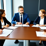 법률 자문가 업무일지 작성법 - **

"A diverse team of international business people in a modern conference room, reviewing a contra...
