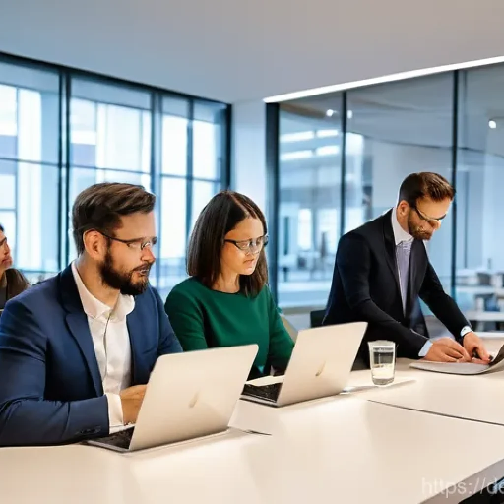 법률 자문가의 고급 경력 관리 - **Prompt 1: The Modern German Legal Professional**
"A diverse group of German legal professional...