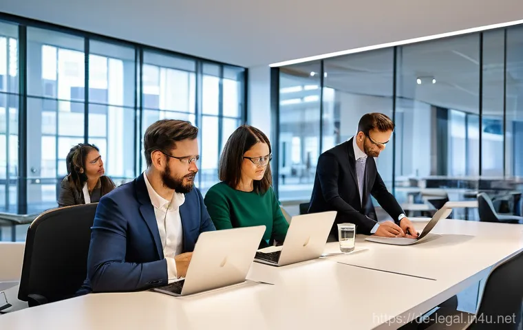 법률 자문가의 고급 경력 관리 - **Prompt 1: The Modern German Legal Professional**
"A diverse group of German legal professional...