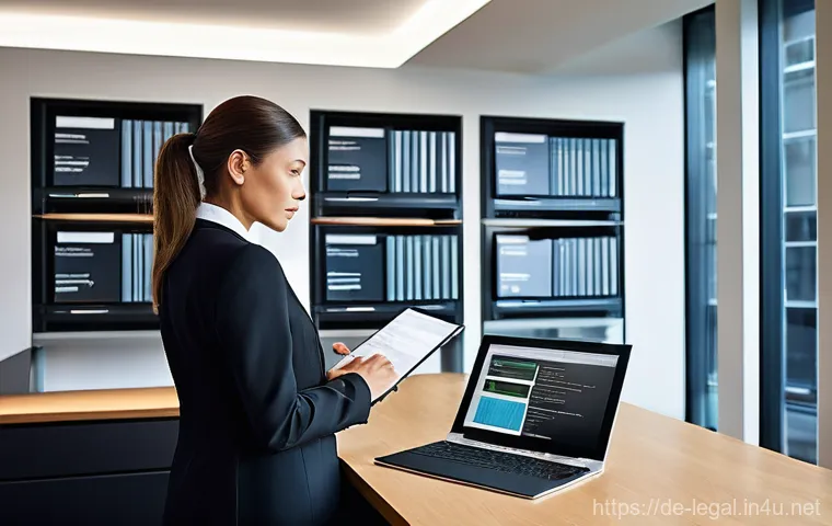 법률 자문가의 실무 경험 개선 - **Prompt 1: The Modern German Legal Practice: From Paper to Pixels**
    "A sleek, minimalist German...