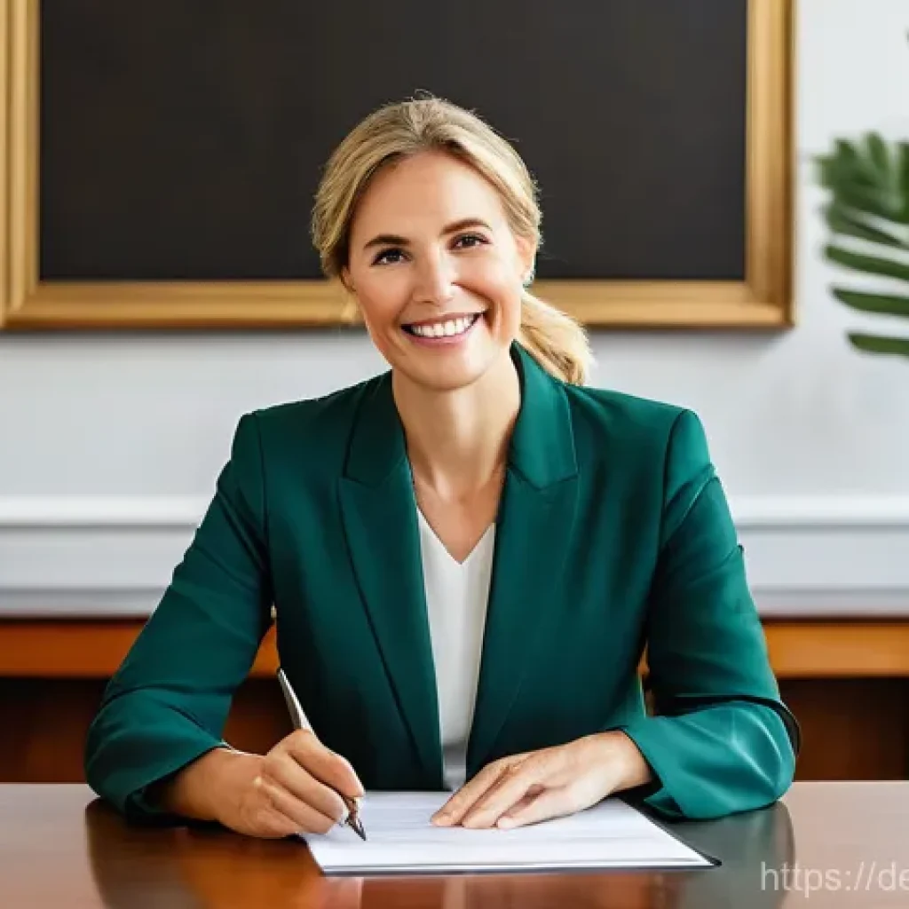 법률자문가의 직무 평가기준 - **Prompt:** A compassionate female attorney, in her late 30s, dressed in a professional blazer and b...