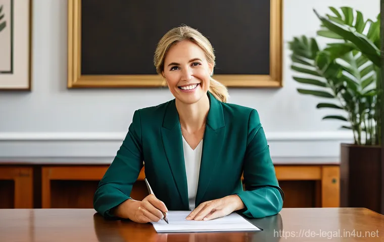 법률자문가의 직무 평가기준 - **Prompt:** A compassionate female attorney, in her late 30s, dressed in a professional blazer and b...