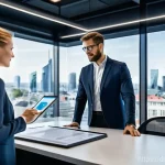 법률 자문가의 이론과 실무 적용법 - **Prompt: Digital Transformation in a Modern German Law Office**
"A diverse group of professiona...