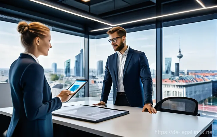 법률 자문가의 이론과 실무 적용법 - **Prompt: Digital Transformation in a Modern German Law Office**
"A diverse group of professiona...