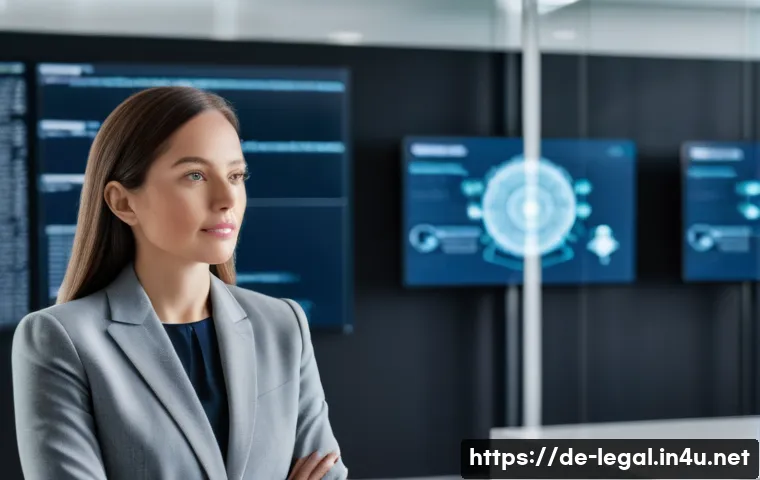 법률자문가의 직무 환경 - **Prompt 1: The Digital Legal Navigator**
A highly detailed, photorealistic image of a professio...