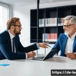 법률 자문가 커뮤니케이션 능력 - A professional German legal consultant in a modern office setting, calmly explaining complex legal c...