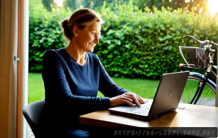 법률 자문가의 일과 삶 균형 유지법 - Photorealistic German legal consultant in her late 40s finishing work at a tidy home office in Munic...